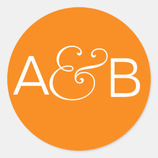 ROND INITIALES STICKER ORANGE WHITE