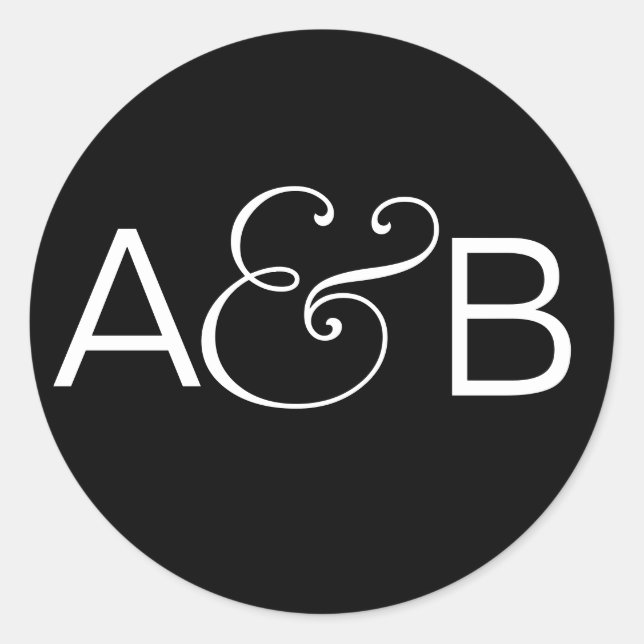 ROND INITIALES STICKER SEAL BLACK WHITE (Devant)