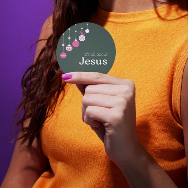 Rond It’s All About Jesus – Christmas Sticker (Green) (Créateur téléchargé)