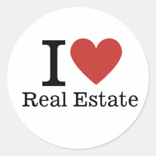 Rond J'❤️ Aimez Immobilier Sticker PERSONNALISABLE