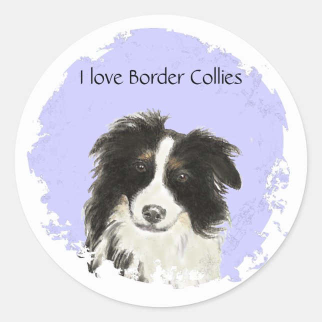 Rond J'adore Sticker Border Collies (Devant)