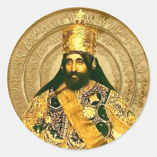 Rond Jah Rastafari Sticker Selassie I Rasta Reggae (Devant)