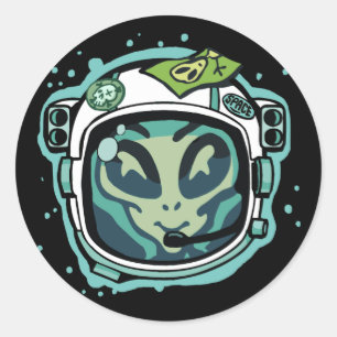 Rond J'Ai Besoin D'Un Sticker D'Astronaute Alien Spatia