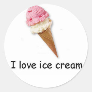 Rond J'aime crème glacée Sticker à cône double trempe