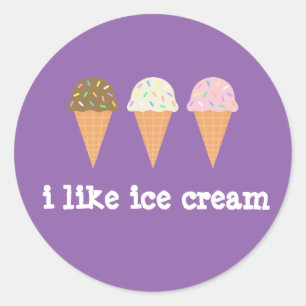 Rond j'aime la crème glacée Sticker
