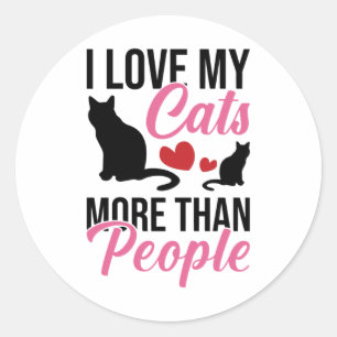 Rond J'Aime Mes Chats Plus Que Les Gens Chaton Sticker
