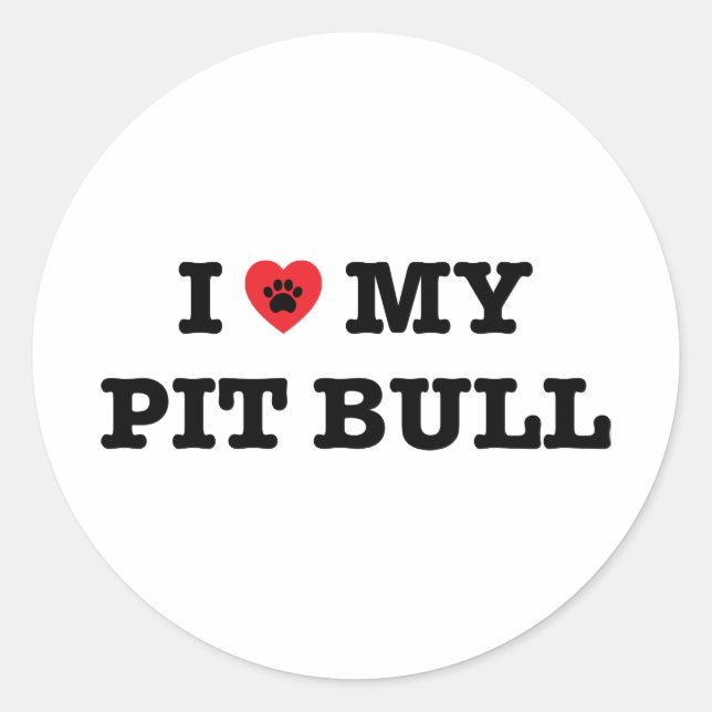 Rond Je Coeur Mon Sticker Taureau Pit (Devant)