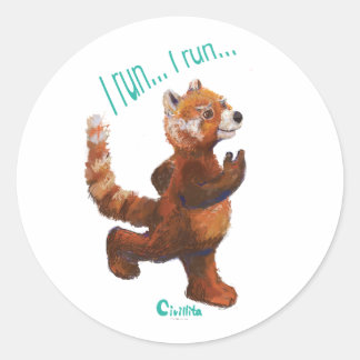 Rond Je cours Je cours Jogging Red Panda Sticker