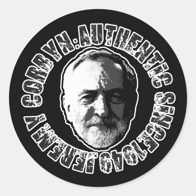ROND JEREMY CORBYN STICKER NOIR (Devant)