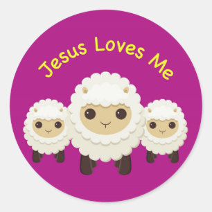Rond Jesus Love Me Cross berger mouton Sticker