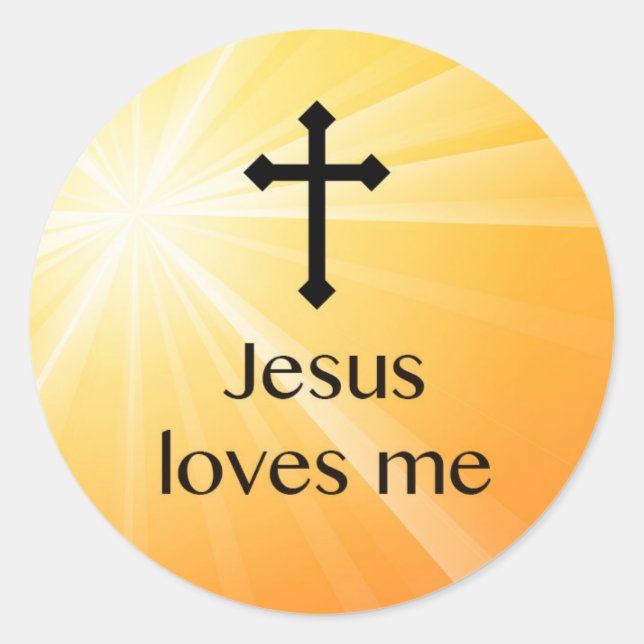 Rond Jésus M'aime Sticker Cross Orange (Devant)