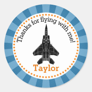 Rond Jet Plane Favor Sticker (Boys Birthday Party)