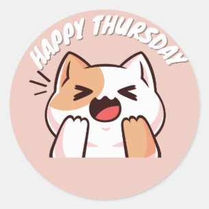 ROND JEUDI JEUDI STICKER ROUND CLASSIQUE CAT CUTE