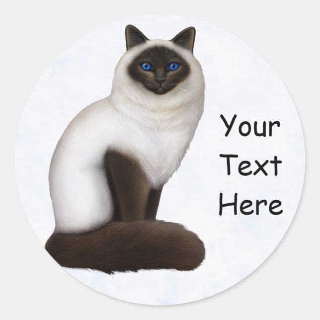Rond Joli Chat Birman Kitty Sticker personnalisable (Devant)