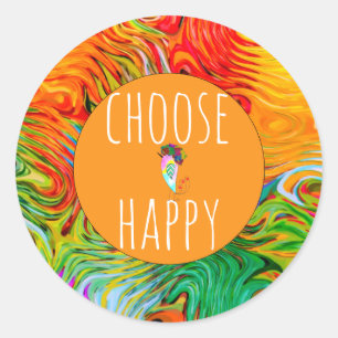 Rond Joli et coloré Choisir Happy Sticker