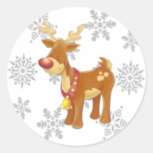 Rond Joli renne de Noël avec Sticker Snowflakes