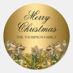 Rond Joli Sticker Gold Foliage & Bow Christmas