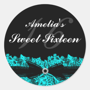 Rond Joli Sticker Turquoise & Black Lace Sweet 16