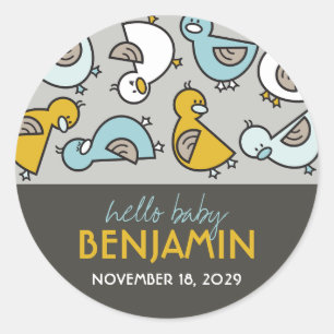 Rond Jouer Blue Cartoon Canards Hello Baby Boy Sticker