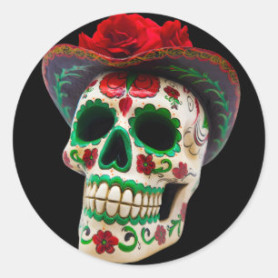 Rond Jour de la Fleur réaliste du Sticker crâne mort