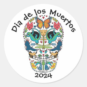 Rond Jour de l'Esprit mort Animal Sticker crâne sucre