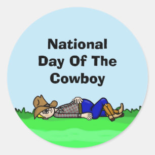 Rond Jour National Du Sticker Cartoon Cowboy