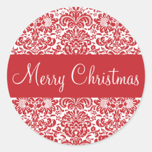 Rond Joy Noël Damask Enveloppe Sticker Sticker