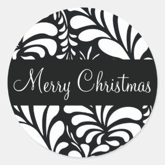 Rond Joy Noël Fern Flora Enveloppe Sticker Sticker
