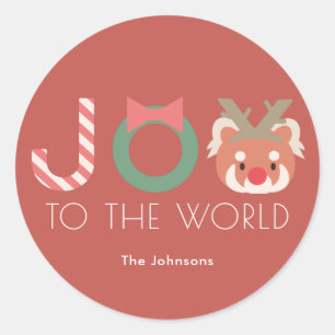 Rond JOY Red Panda Reindeer Headpiece Red Sticker