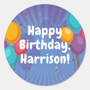 Rond Joyeux Anniversaire Bleu foncé Ballons Sticker