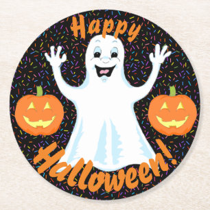 Rond Joyeux Dessous de verre d'Halloween fantôme