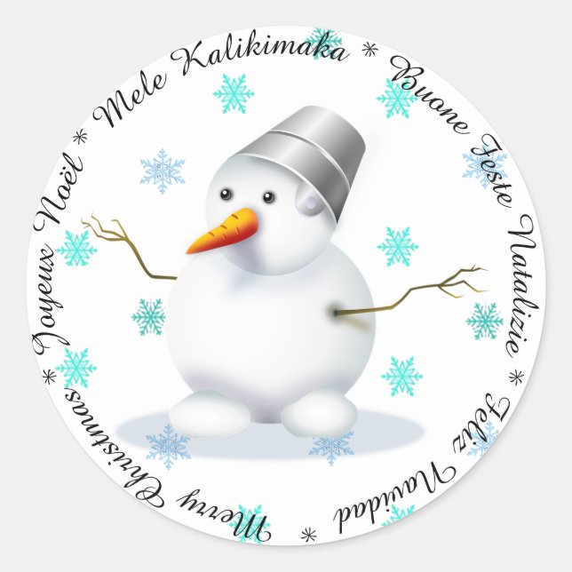 Rond Joyeux Noël en différentes langues Sticker (Devant)