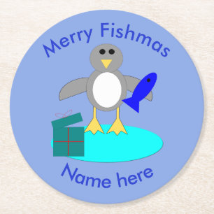 Rond Joyeux Noël Pêche Dessous de verre en papier pingo