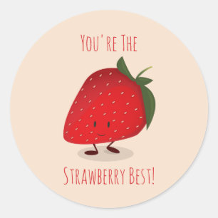 Rond Joyeux personnage fraise   Sticker