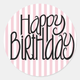 Rond Joyeux Sticker Anniversaire rose