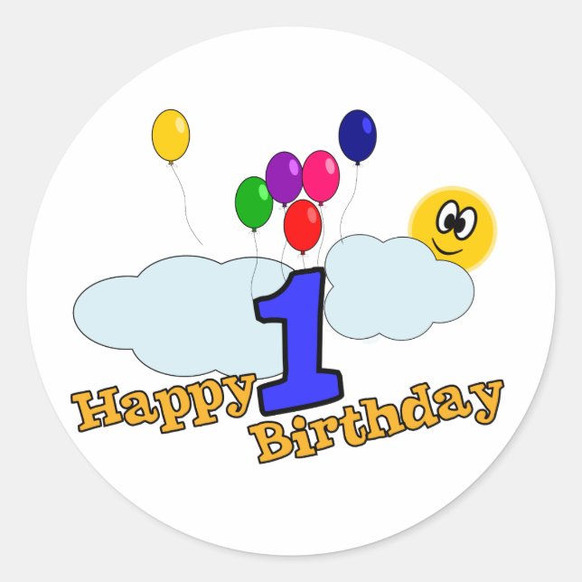 Rond Joyeux Sticker d'anniversaire (Devant)