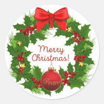 Joyeux Sticker de paix en couronne de Noël