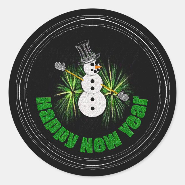 Rond Joyeux Sticker du Nouvel An 1 (Devant)