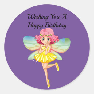 Rond Joyeux Sticker Fairy Anniversaire