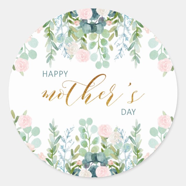 Rond Joyeux Sticker pour la verdure de la Fête des Mère (Devant)