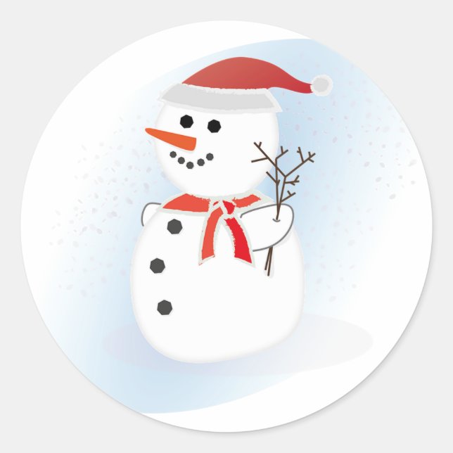 Rond Joyeux Sticker Snowman de Noël ou Joyeux (Devant)