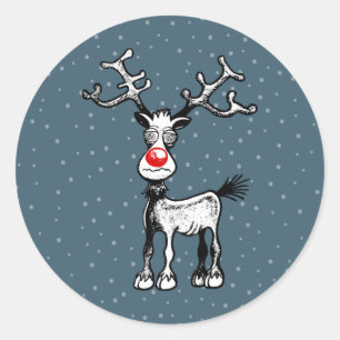 Rond Joyeux stressmas avec Rudolph le Sticker Reindeer