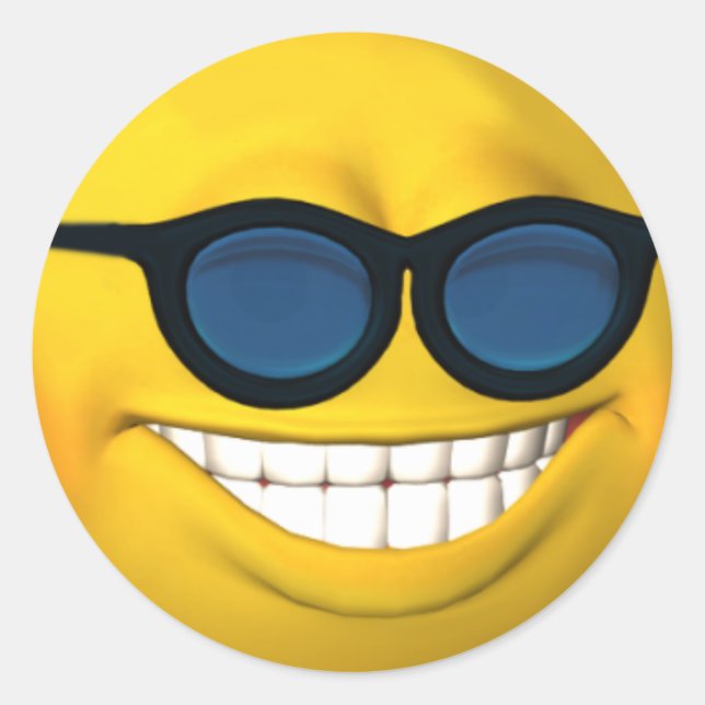 Rond Joyeux Visage Avec Sticker Lunettes De Soleil (Devant)