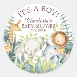 Rond Jungle Animaux Baby shower Merci Favoriser Sticker