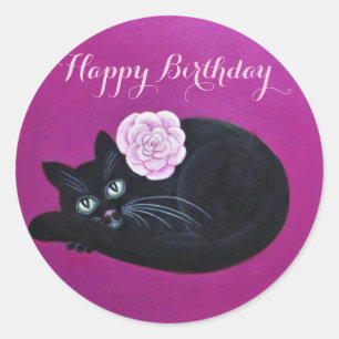Rond Kitty Kat/Happy Birthday Sticker