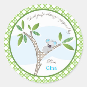 Rond Koala Bear   Sticker Baby shower Faveur