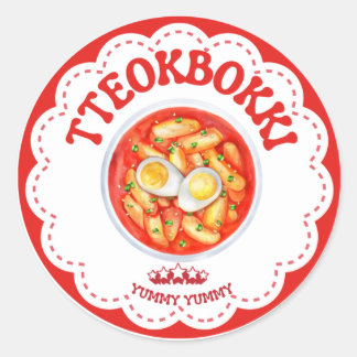 Rond Korean Tteokbokki Sticker | Cute K-Food Round Labe