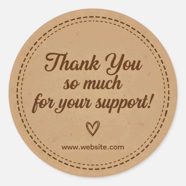 Rond Kraft Stitch Thank You Business Sticker (Devant)