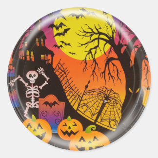 Rond KRW Happy Halloween Haunted House Sticker