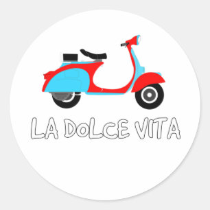 Rond La Dolce Vita, La Sweet Life, Scooter Sticker